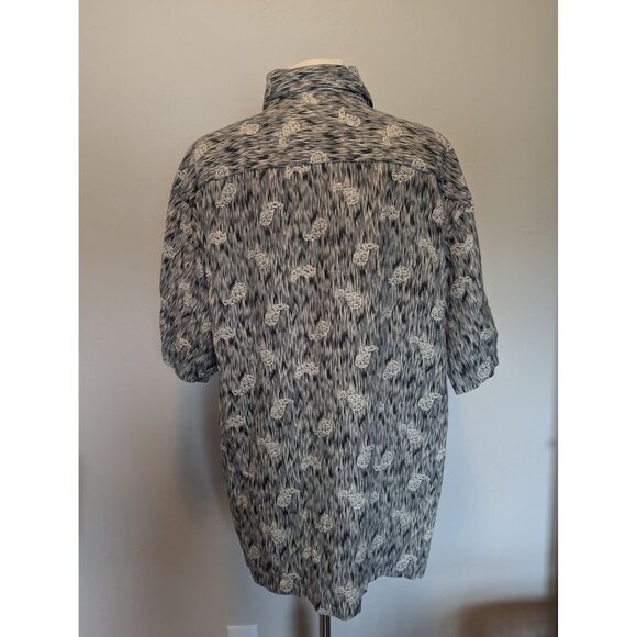 Vintage Silk Mens XL Hawaiian Button-Up Shirt Palm Tree Print - Picture 2 of 3